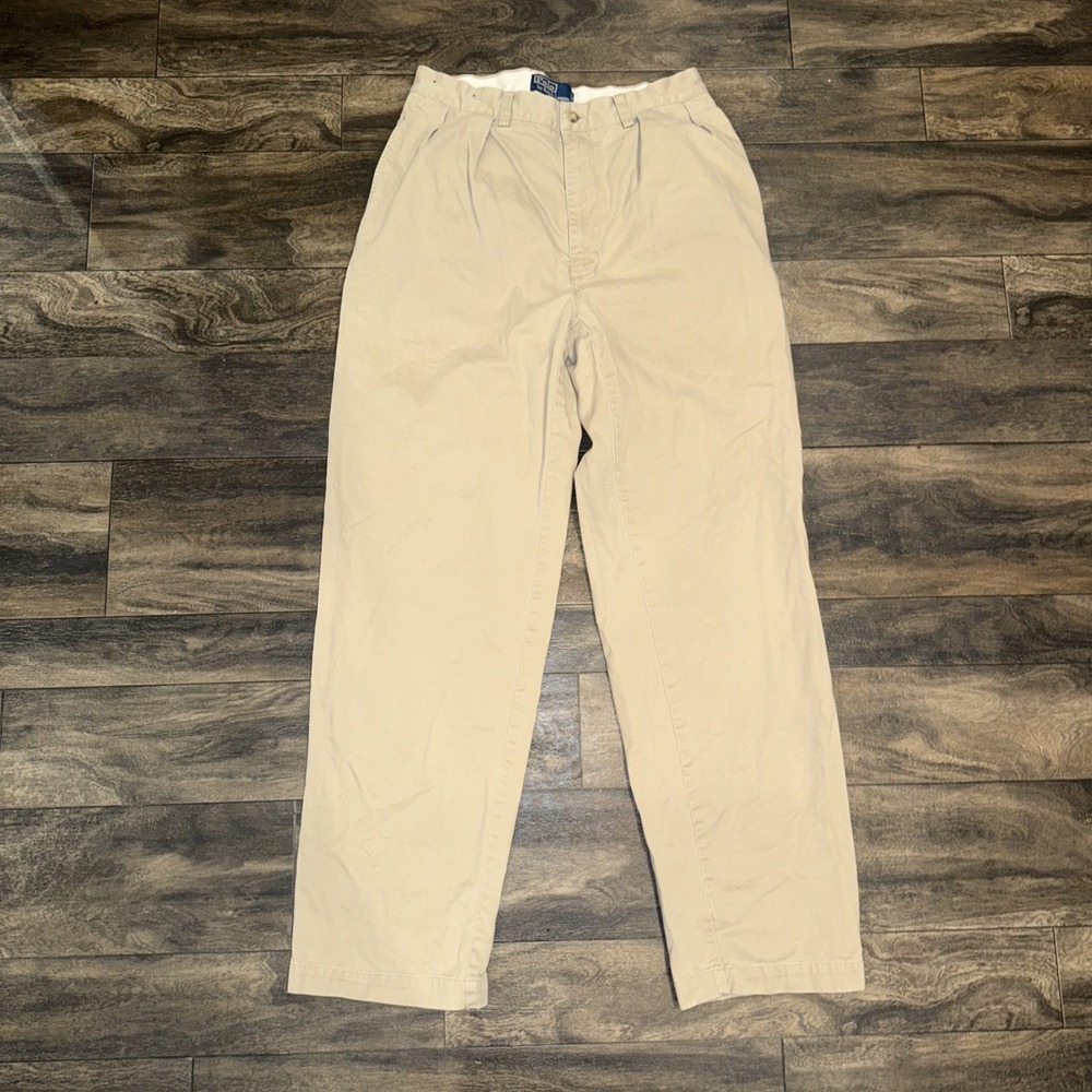 Vintage Polo by Ralph Lauren Chino Andrew Pant Khaki Pleated Men's Size 32x32